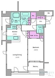 レジディア代官山 1LDKの間取図画像