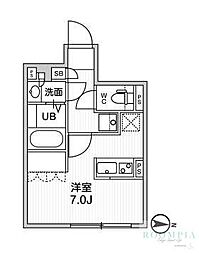 WELLSQUAREISM用賀 ワンルームの間取図画像