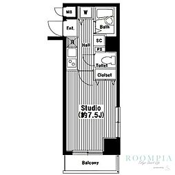 グランド・ガーラ渋谷 1Kの間取図画像