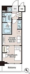 世田谷区三宿1丁目マンション 1DKの間取図画像