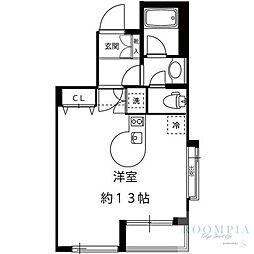 パルテール祐天寺 ワンルームの間取図画像