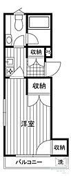 カオス目黒 1Kの間取図画像