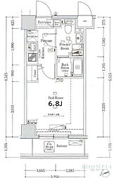 XEBECIkegami 1Kの間取図画像