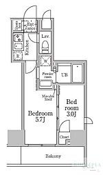 レジディア三軒茶屋3 2Kの間取図画像