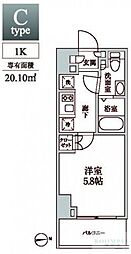 レジディア中延2 1Kの間取図画像