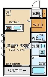BLIMIUシロカネダイ ワンルームの間取図画像