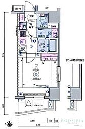 LIVCITY田町 1Kの間取図画像