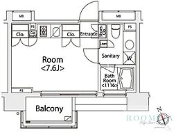 カスタリア戸越 ワンルームの間取図画像