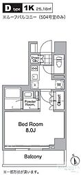 レジディア目黒4 1Kの間取図画像