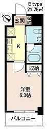サンフル用賀 1Kの間取図画像