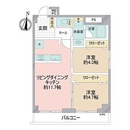 ゾンネンハイム牛込 2LDKの間取図画像