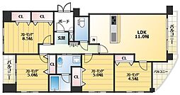 リーガル東天満 4LDKの間取図画像