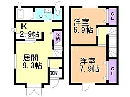 チェリーハイツIII 1階2LDKの間取り