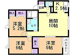 ハウスプリムヴェール 3LDKの間取図画像