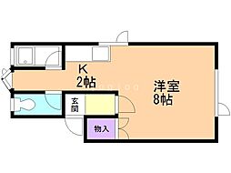 アルファ・ヴィラ 2階1Kの間取り
