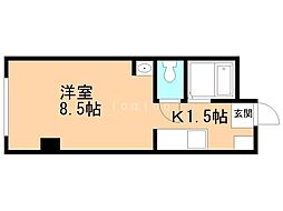 キャッスル17 6階1Kの間取り
