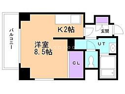 デュオヴェール 1Kの間取図画像