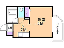 ヒューマンプラザ北大前 4階1Kの間取り