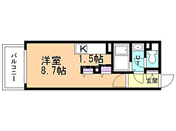 グレイスコート北18条 1階1Kの間取り