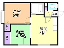 ドリームハイツA 2LDKの間取図画像