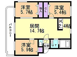 パークハイツH 4階