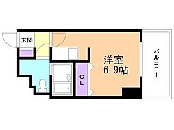 アストリア北大前 9階ワンルームの間取り