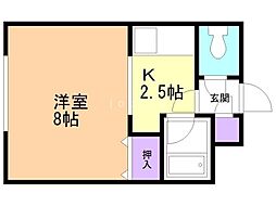 アメニティハイム 1Kの間取図画像