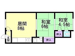 松栄コーポ 2LDKの間取図画像