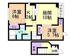 ファーストハーモニー 2LDKの間取図画像