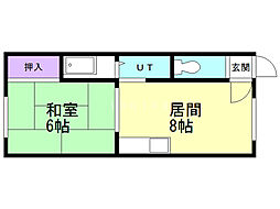 コーポ道下 1LDKの間取図画像