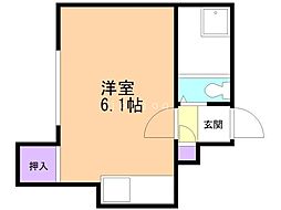 城南コーポラス ワンルームの間取図画像