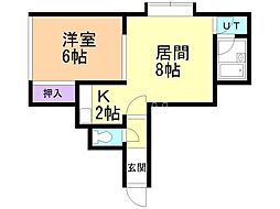 シャネル新琴似壱番館 1LDKの間取図画像