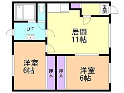 4条ハイツ 2LDKの間取図画像
