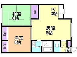 ノースハイム 2LDKの間取図画像