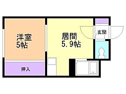ローヤルハイツ341 1DKの間取図画像