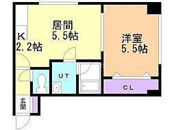 クリムゾン27 1DKの間取図画像