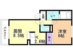 スターハイツ 1LDKの間取図画像