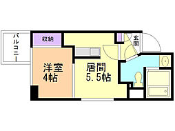 プライマル札幌北18条 1DKの間取図画像