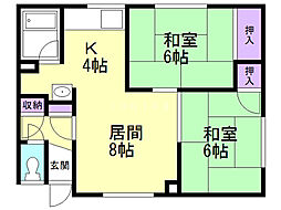 ハイツ工藤 2LDKの間取図画像