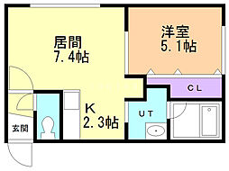 サクラコンフォートM 1LDKの間取図画像