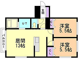 パルティールTM 2LDKの間取図画像