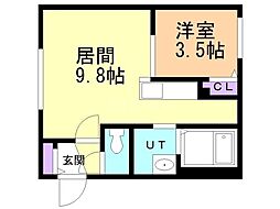 QR 1LDKの間取図画像