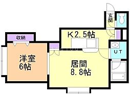 プロスパー麻生 1LDKの間取図画像