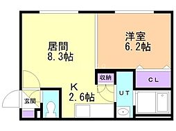 アンシャンテ 1LDKの間取図画像