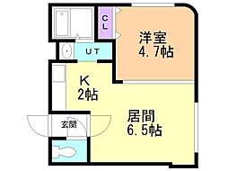さくらハイツ 1LDKの間取図画像