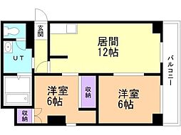 レジデンス14 2LDKの間取図画像