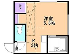 レオパレス北34条第14 1Kの間取図画像