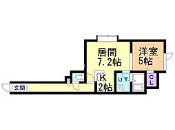ユートーン 1LDKの間取図画像