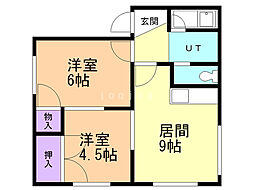 ノースツインB 2LDKの間取図画像