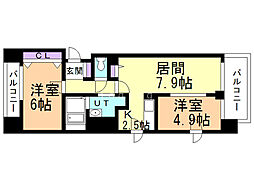 ルラシオン北9条通 2LDKの間取図画像